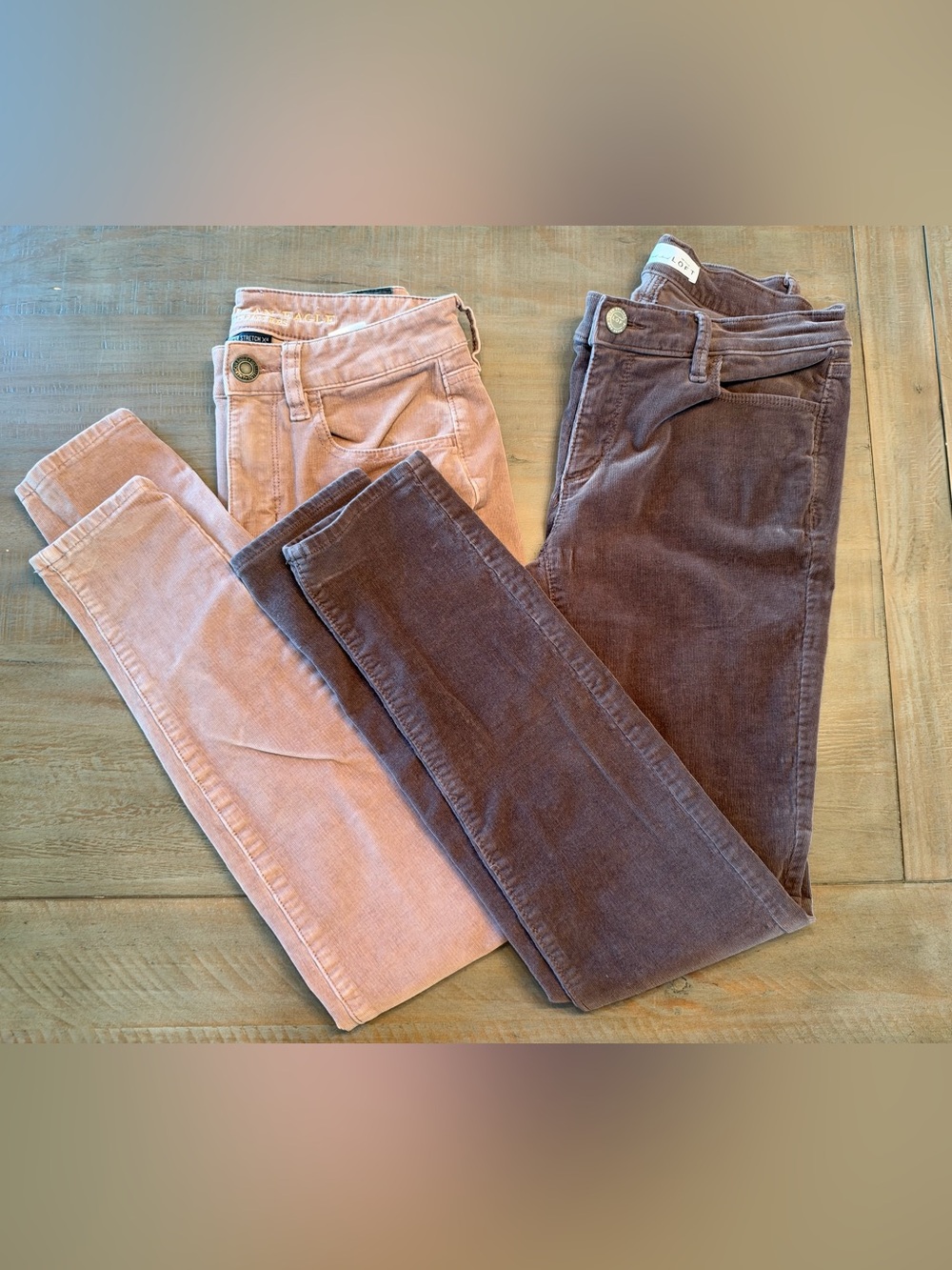 Size 2 Two-pair Corduroy Pants Bundle! Loft Grey and American Eagle Dusty Rose